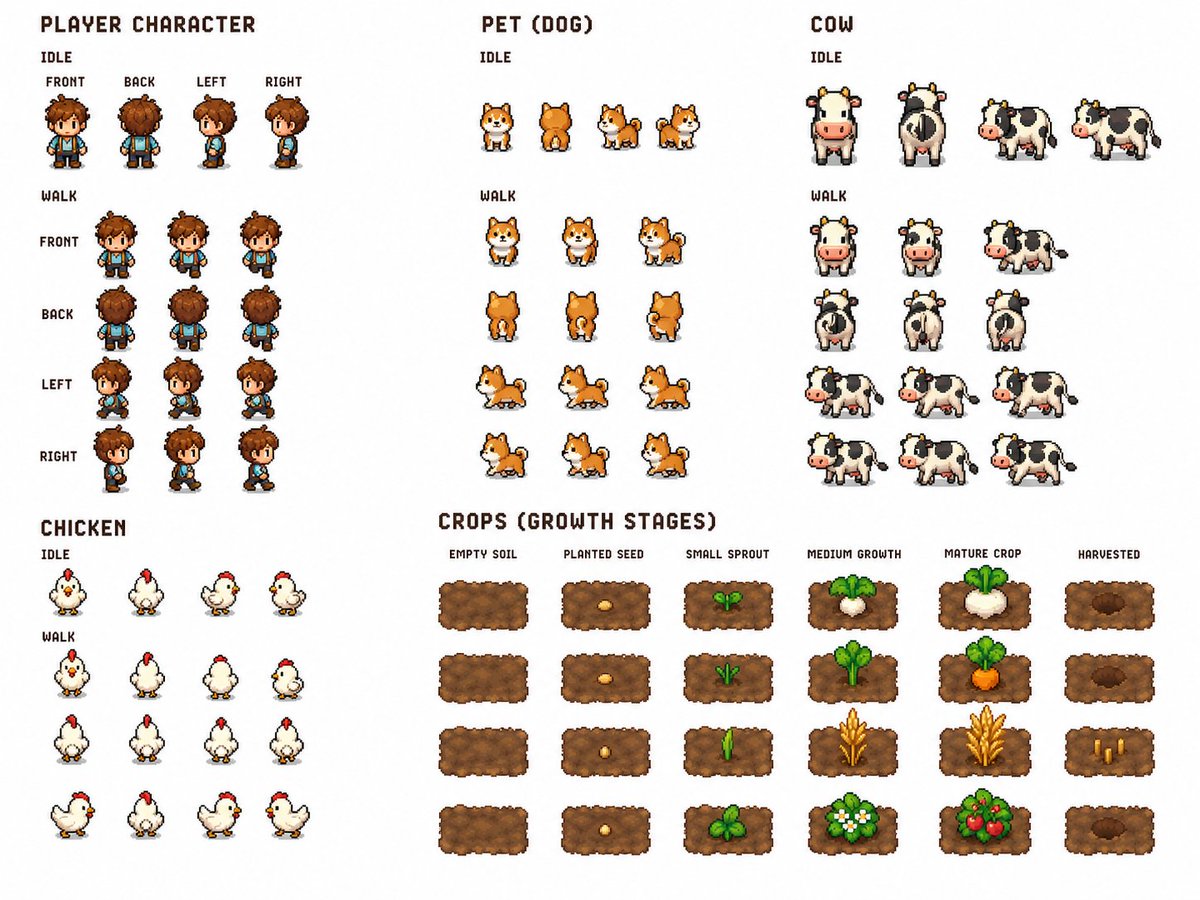 Cozy Farming Village Pixel Asset Sheet example 2
