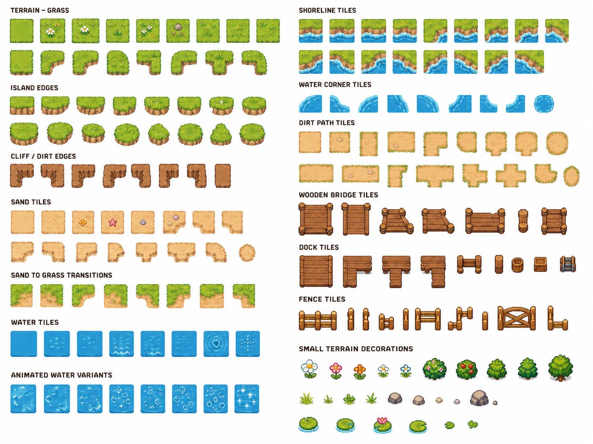 Cozy Farming Village Pixel Asset Sheet - GPT Image 2 AI Prompt for