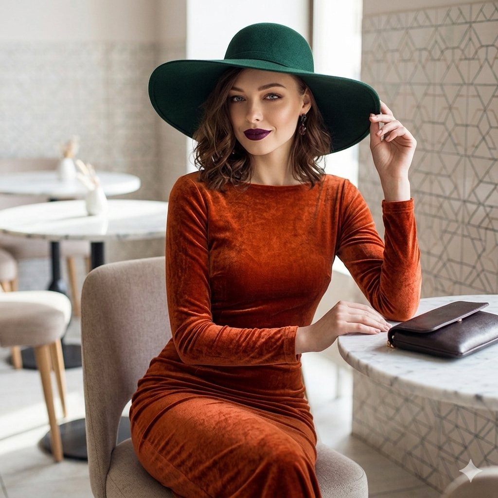 Sample output image for Jewel-Toned Velvet Fashion Editorial
