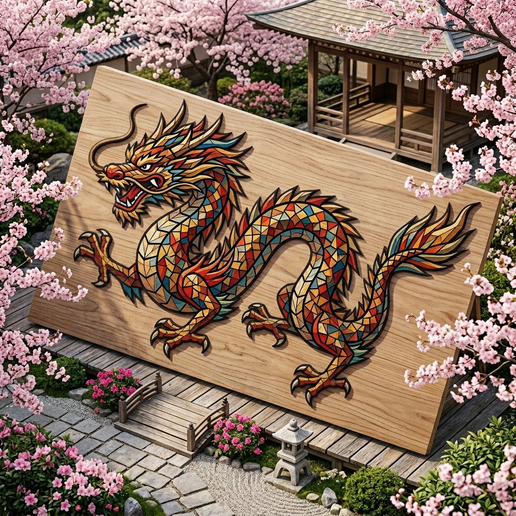 Infographic / Edu Visual - Chinese Dragon Wood Mosaic - Image 1