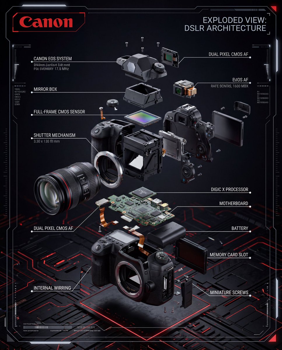 Infographic / Edu Visual - Exploded View DSLR Infographic - Image 1