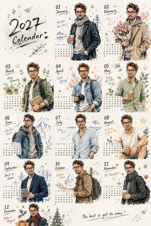 Korean Doodle Style Custom Calendar