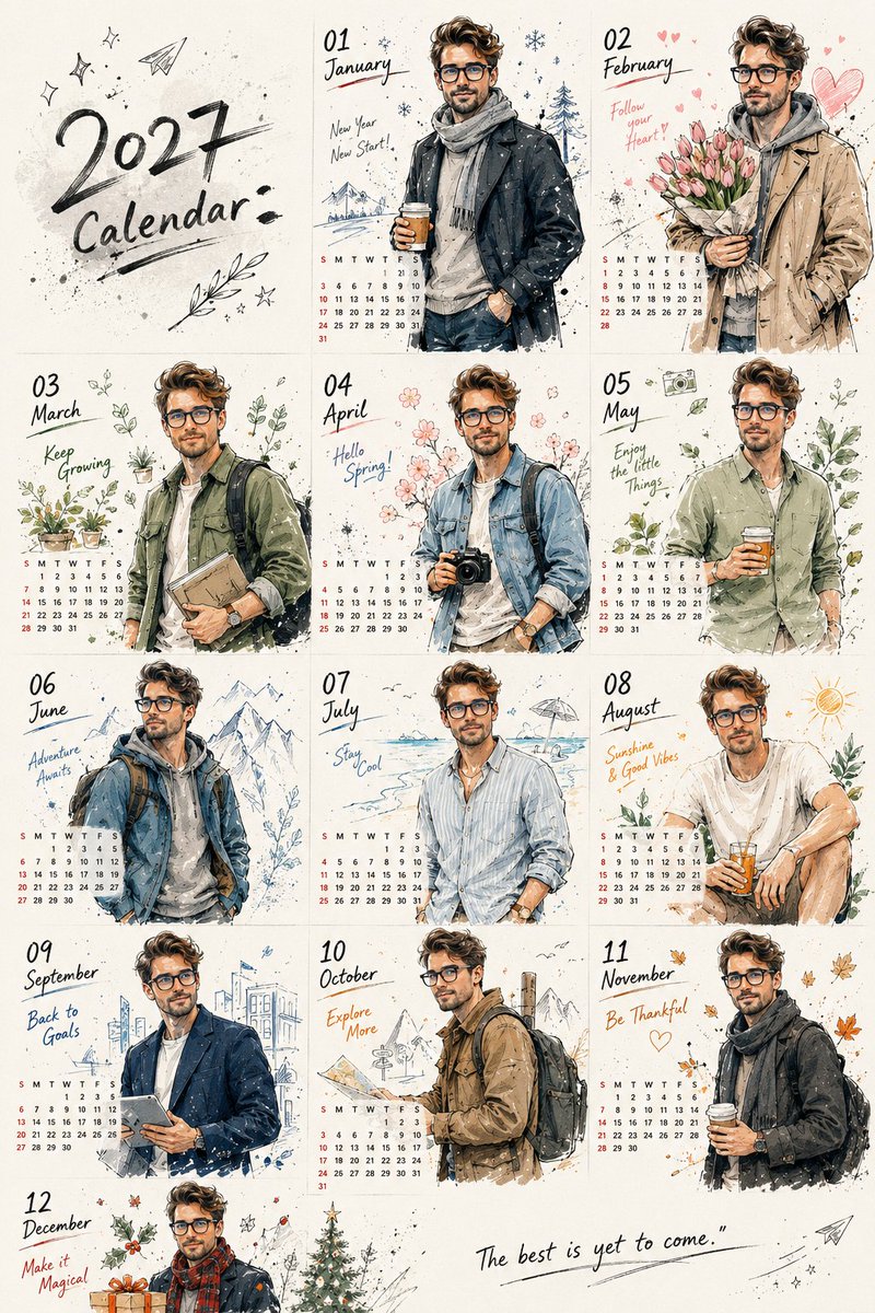 Korean Doodle Style Custom Calendar
