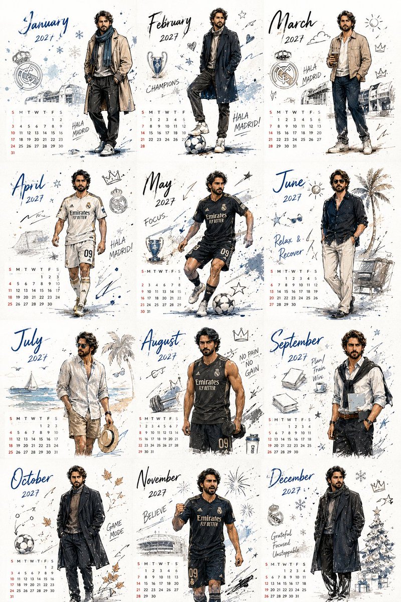 Korean Style Desktop Calendar 2027
