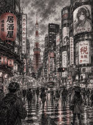 Detailed Cityscape Pencil Sketch