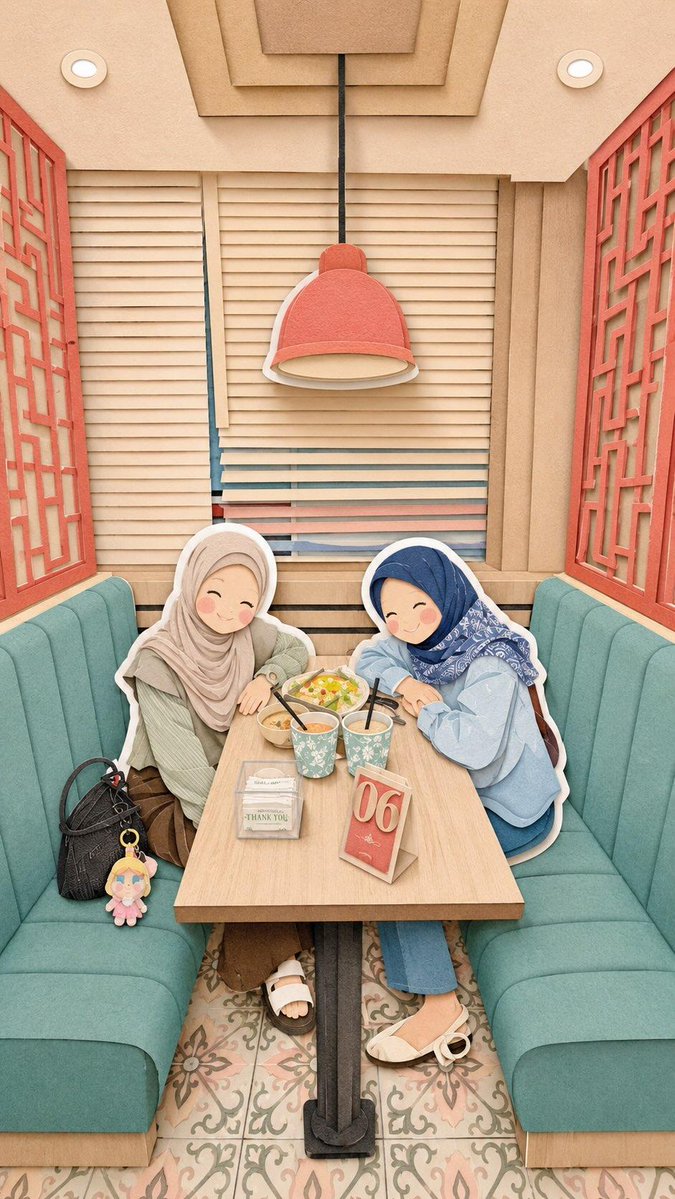 Kawaii Style Muslim Character Lifestyle Photography example 2