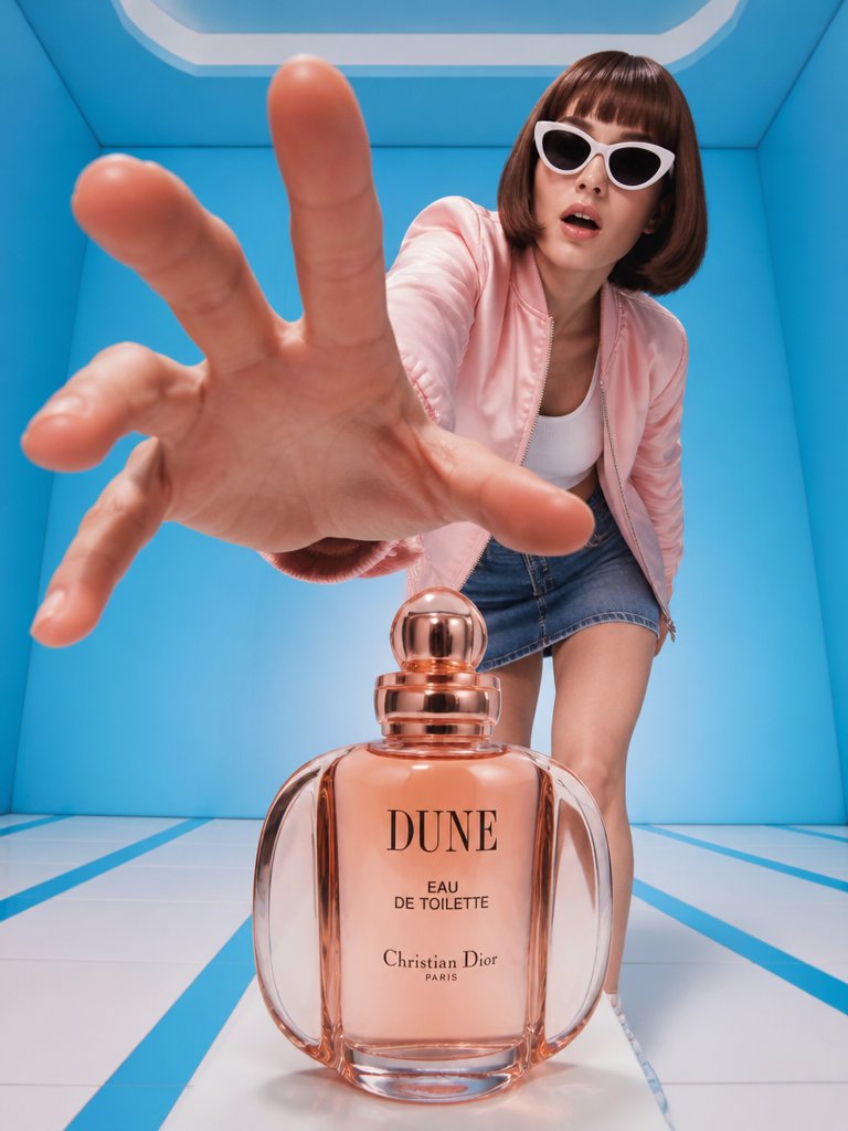 Retro-Futuristic High Fashion Perfume Ad example 2