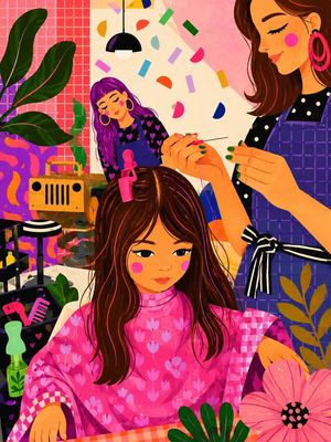 Whimsical Salon and Cafe Illustrations