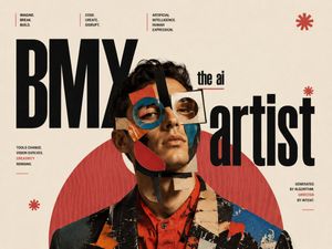 Constructivist AI Artist Editorial Poster