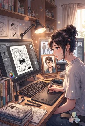 Cozy Anime Manga Artist Studio