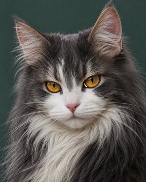 Photorealistic Amber-Eyed Cat Portrait