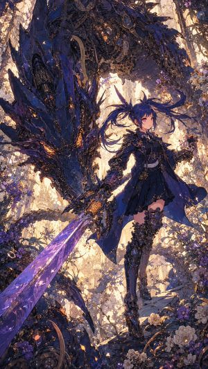 Indigo Dragon Swordswoman