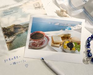 Santorini Breakfast Travel Flat Lay