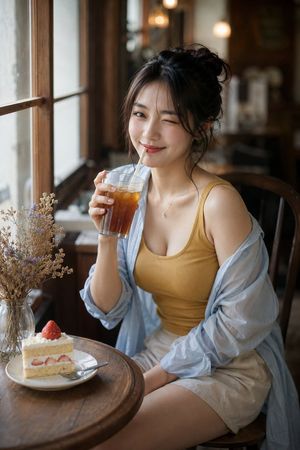 Censored Café Portrait With Cake