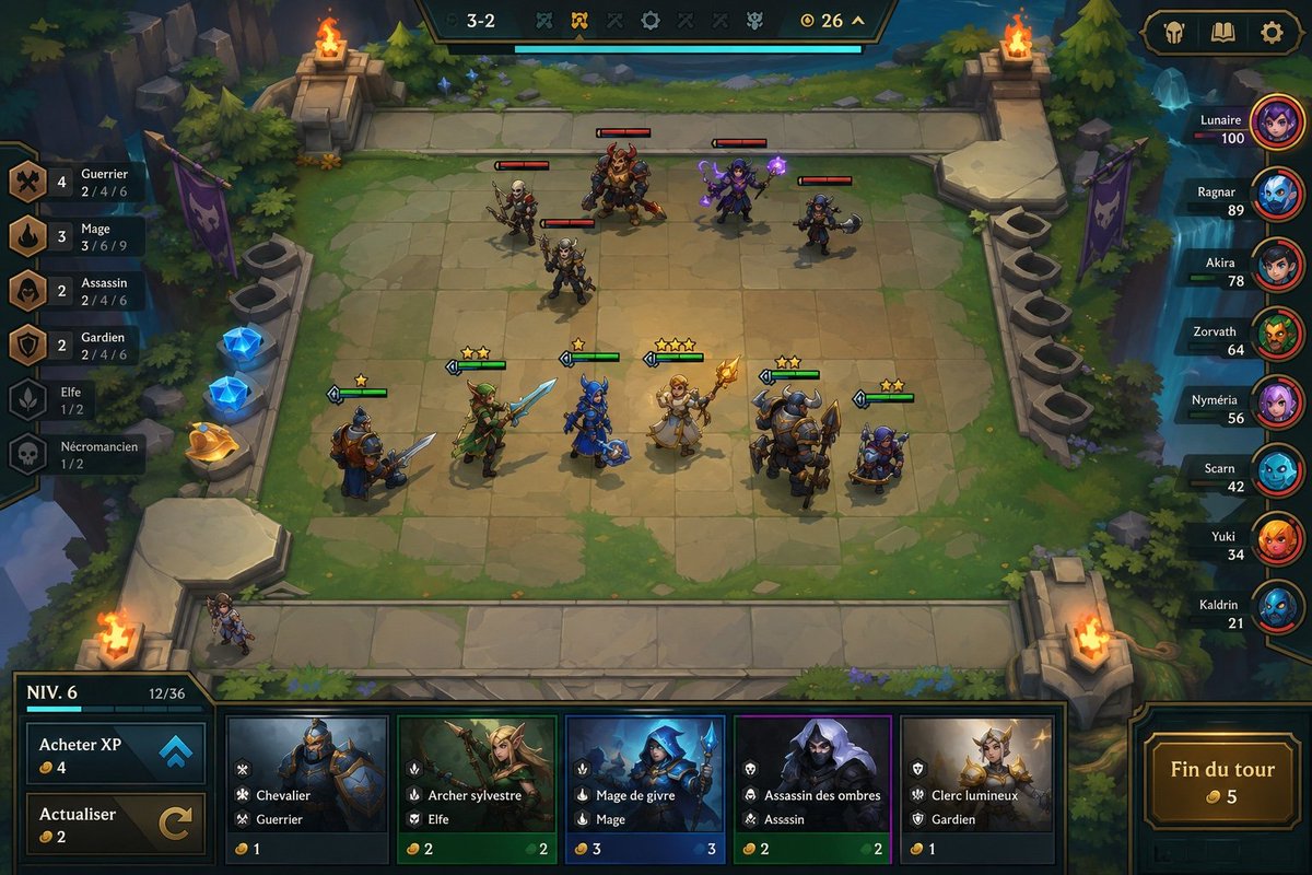 Fantasy Auto-Battler Gameplay UI 案例图