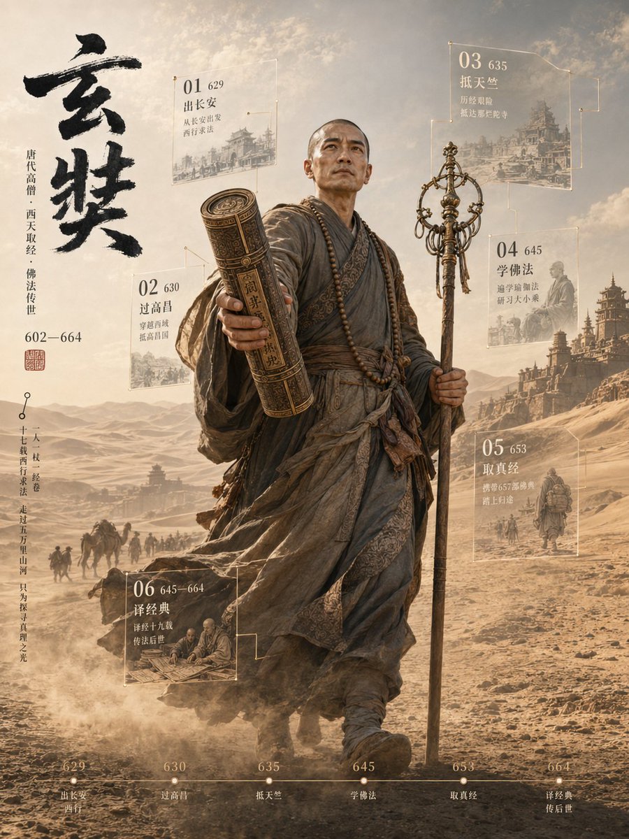 3D Xuanzang Historical Archive Poster