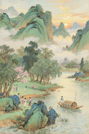 Misty Chinese Spring Riverscape