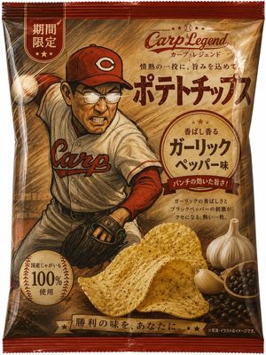Baseball Garlic Pepper Chips Bag