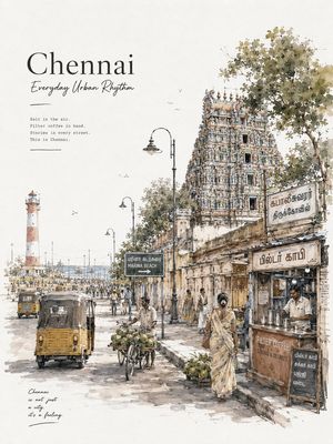 Chennai Watercolor Travel Poster