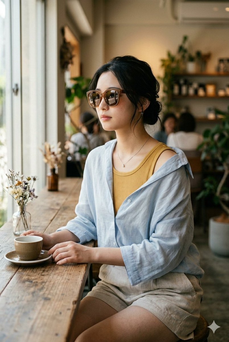 Realistic Window Café Fashion Portrait example 2