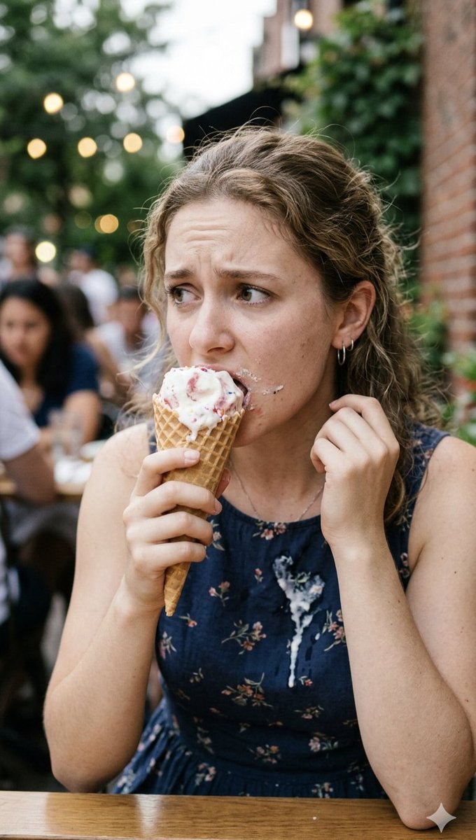 Comic / Storyboard - Stressed Woman with Drip Ice Cream - Image 1