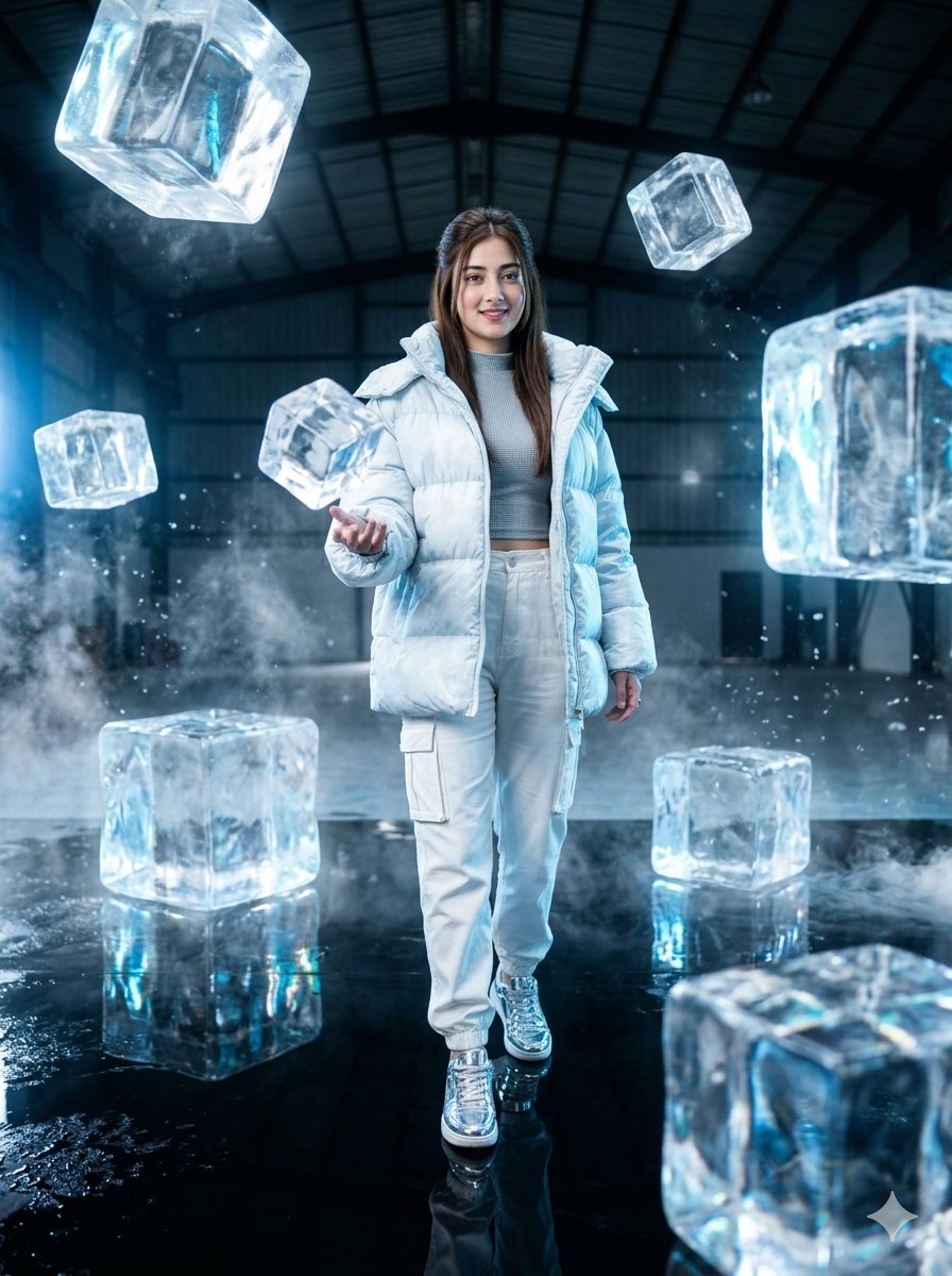 Sample output image for Futuristic Frozen Warehouse Fashion Shoot