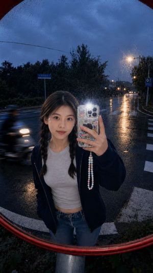 Hyper-Realistic Traffic Mirror Selfie