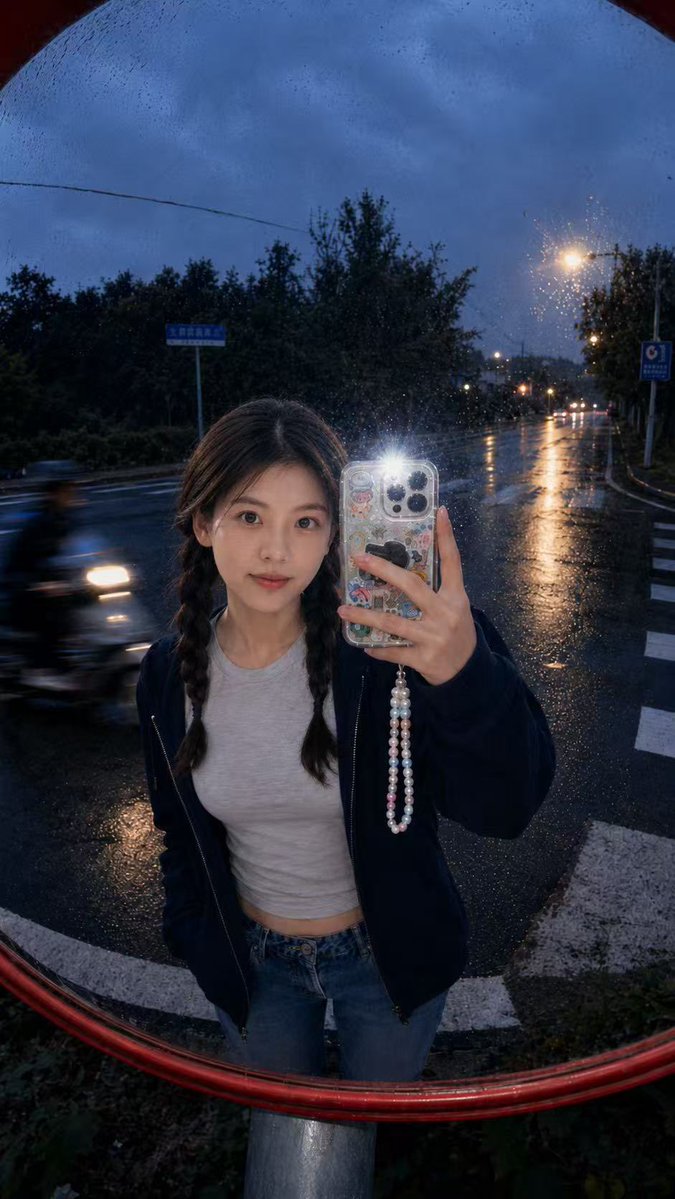 Hyper-Realistic Traffic Mirror Selfie