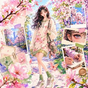 Watercolor Anime Fashion Collage