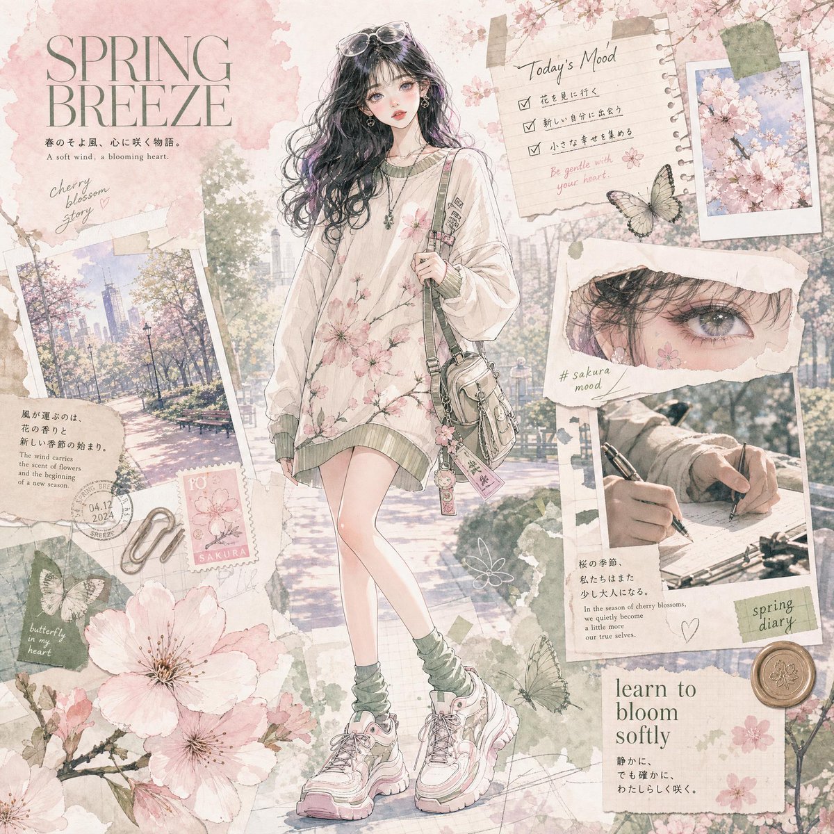 Watercolor Anime Fashion Collage example 2