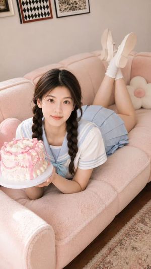 Pastel JK-Style Cake Portrait