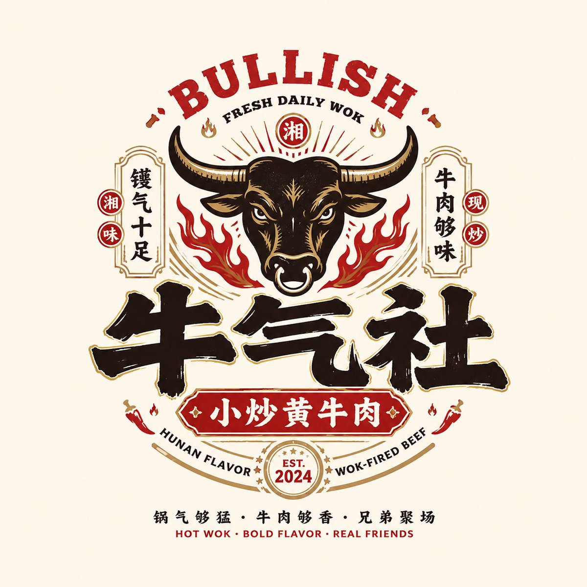 Retro Chinese Catering Badge Logo example 4