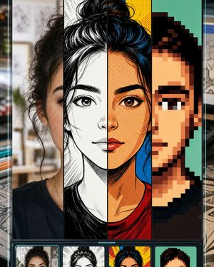 Selfie to Comic Style Split Mockup
