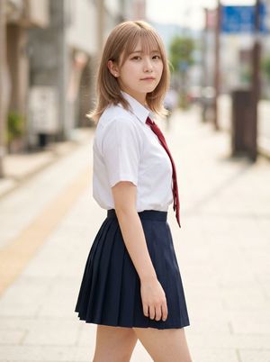 Censored School Uniform Street Portrait