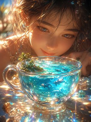 Prismatic Ocean Teacup Fantasy