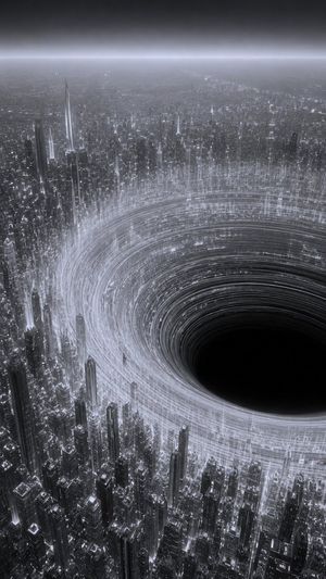 Monochrome Megacity Black Hole