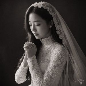 Monochrome Bridal Prayer Portrait
