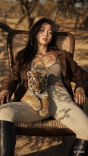 Safari Portrait With Tiger Cub