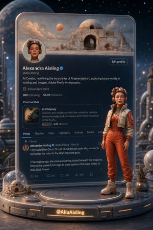 Tiny 3D Avatar in Front of X Profile