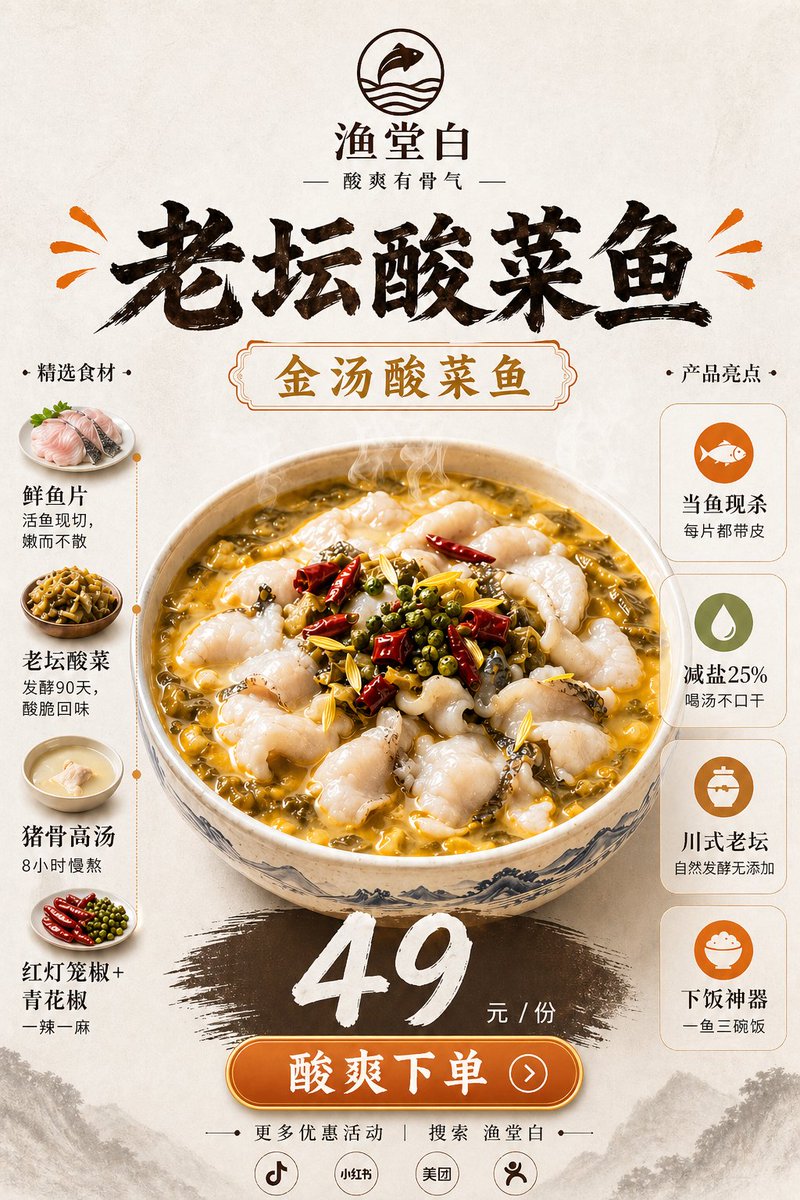 Chinese Sour Fish Restaurant Poster