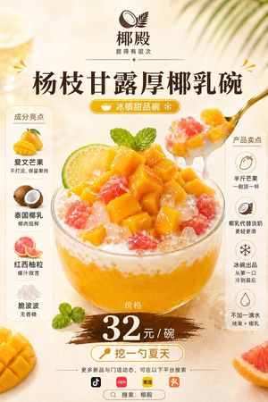 Mango Coconut Dessert Poster