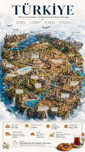 Türkiye Floating Island Travel Poster