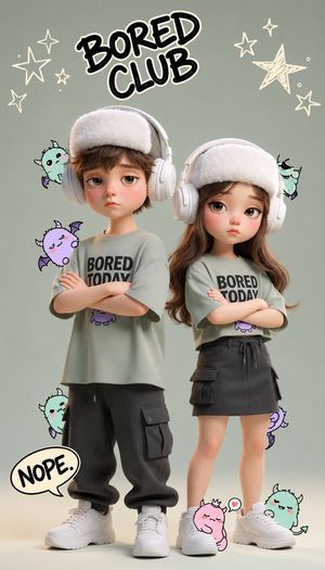 Bored Club Chibi Kids Poster