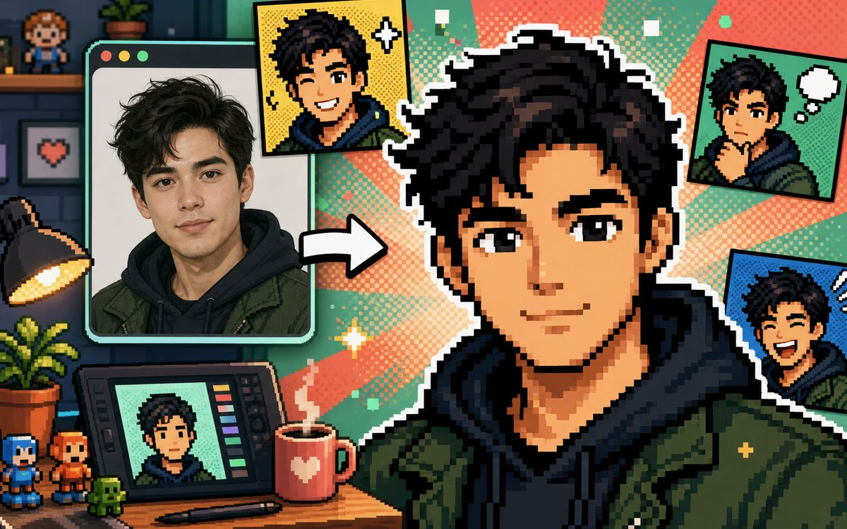 Photo to Pixel Avatar Collage
