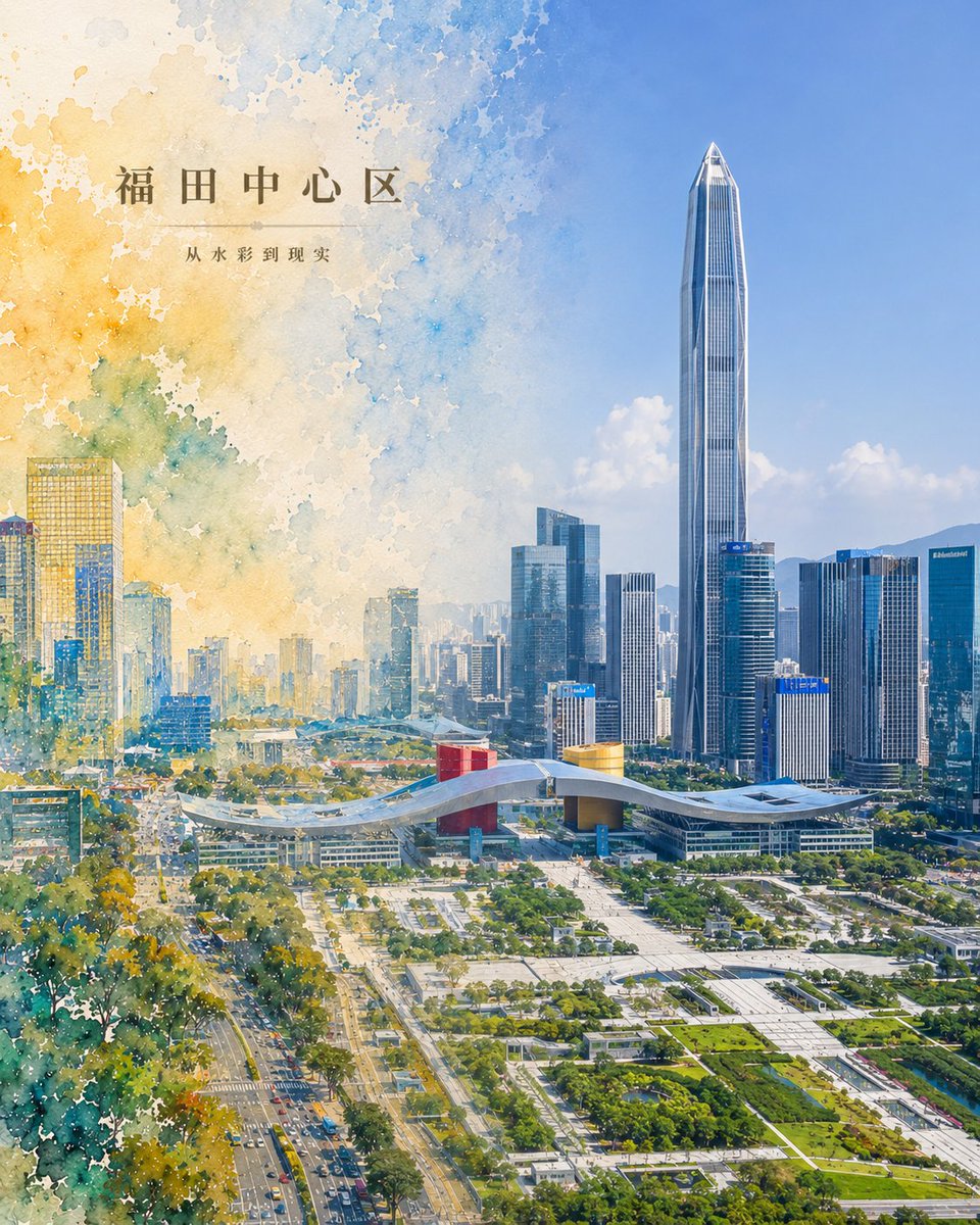 Watercolor to Reality Beijing CBD Poster example 3
