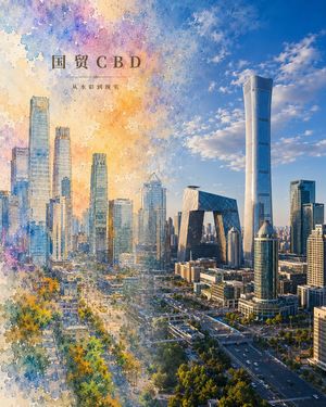 Watercolor to Reality Beijing CBD Poster