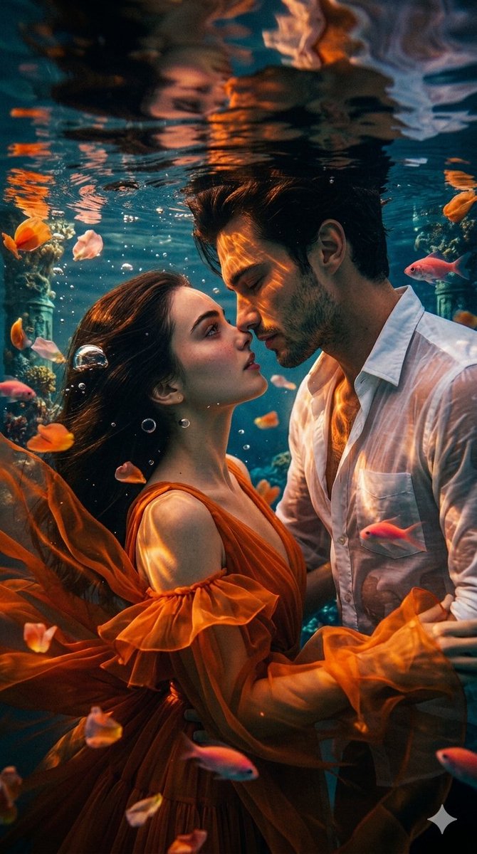 Sample output image for Romantic Underwater Cinematic Scene
