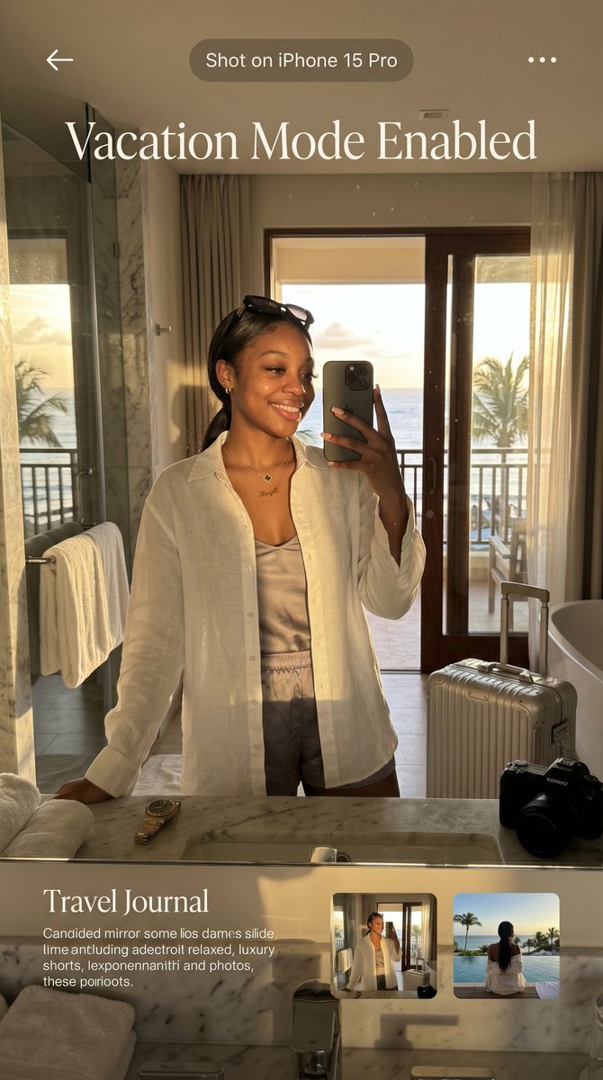 AI-промпт: Luxury Vacation Creator Mirror Selfie