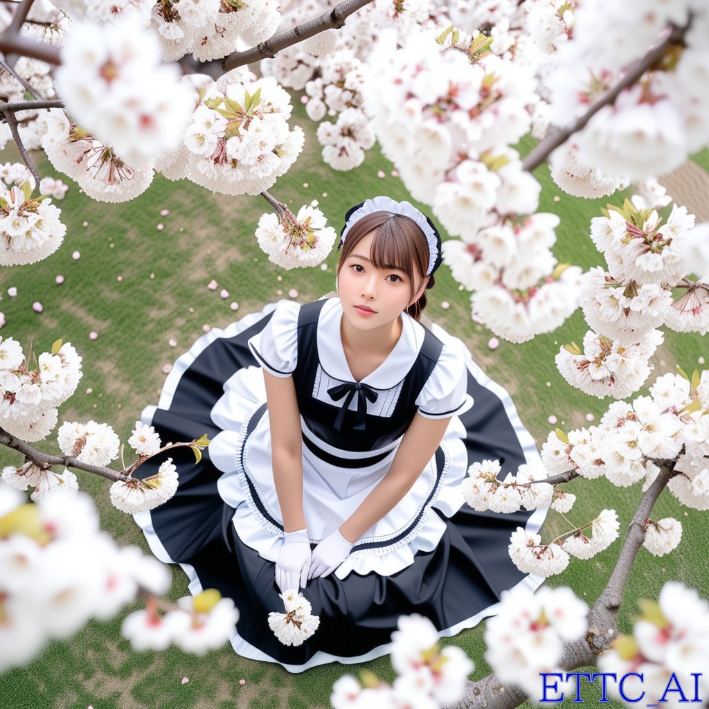 Comic / Storyboard - Top-Down Maid and Cherry Blossoms - Image 1