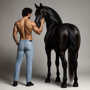 Minimalist Studio Portrait with Horse